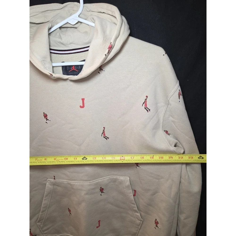 Air Jordan Men's MJ All Over Print‎ Pullover Hoodie Sweatshirt Beige Size Medium